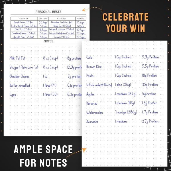 Hardcover Fitness Journal Workout Planner for Men & Women - A5(5.7" x 8.3") - Image 6