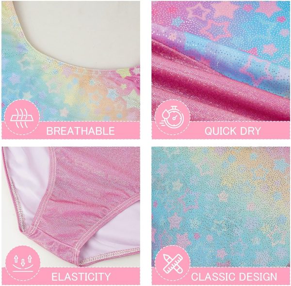 Gogokids Gymnastics Leotards for Girls, Long Sleeve Rhinestone Kids Dance - Image 4