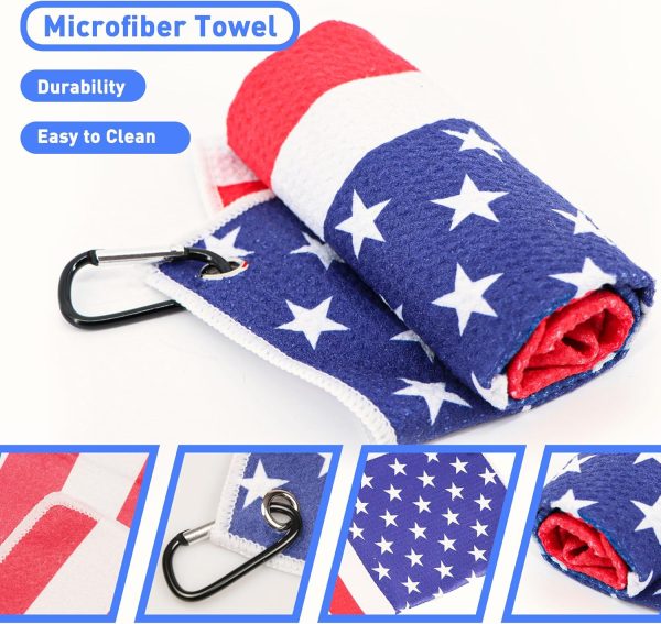 Golf Club Brush and Amercian Flag Golf Towels, Golf Groove Cleaner Cleaning - Image 3