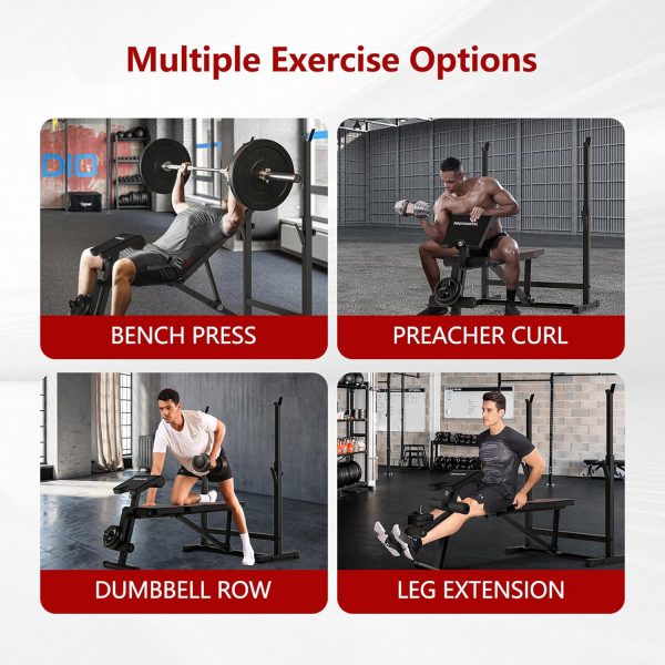 Adjustable Weight Bench, Bench Press Rack with Squat Rack, Leg Exercises - Image 4