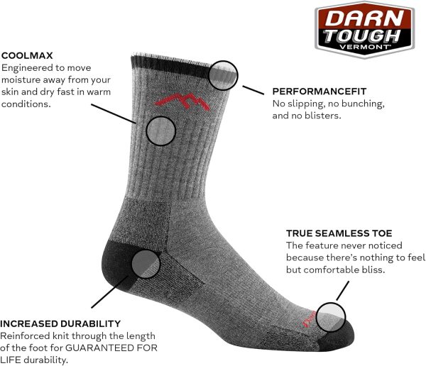 Darn Tough Vermont Unisex Adult Coolmax Micro Crew Cushion Socks - Image 3