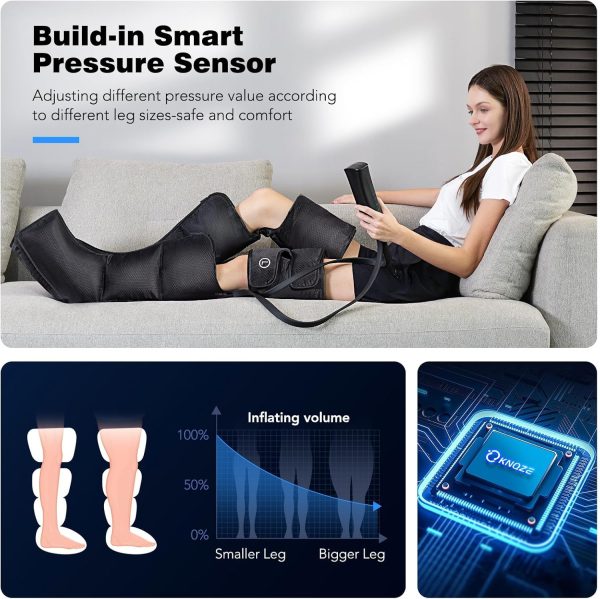 Leg Massager with Heat and Air Compression for Circulation and Pain Relief, - Image 6