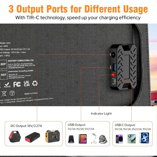 Portable Solar Panel Charger 40W Foldable Solar Panel for Portable Power - Image 7