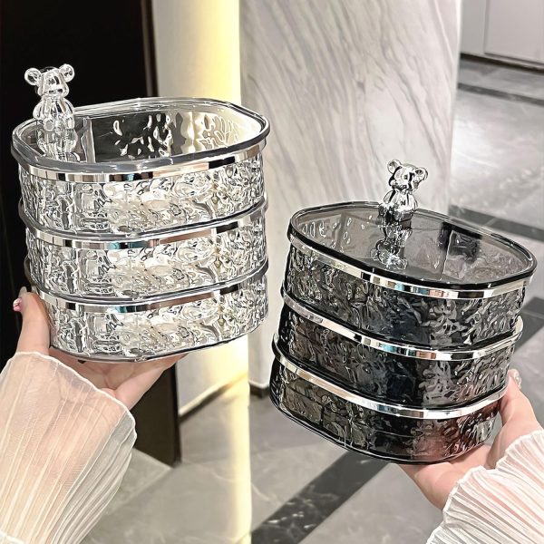 Jewelry Organizer, 3 Layers Rotating Jewelry Box, Small Jewellery Box , - Image 3