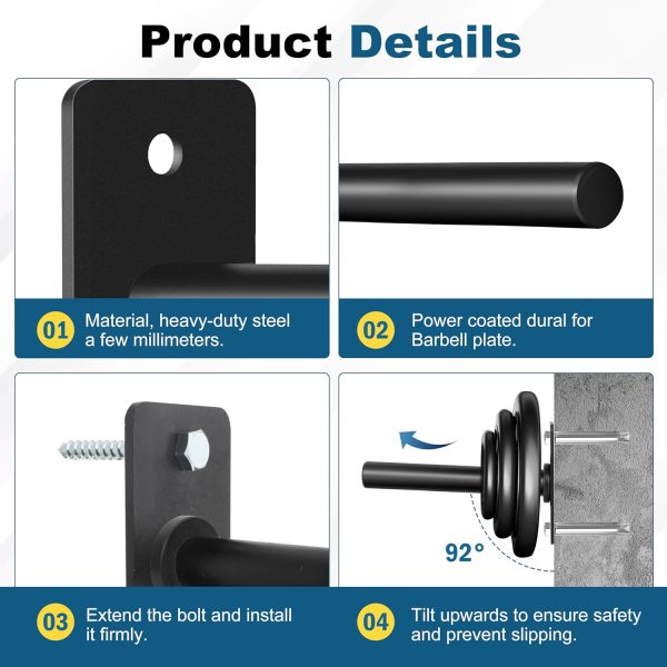Weight Plate Holder, Wall Mounted Weight Rack Storage for Olympic Weight - Image 4