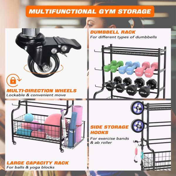 Yoga Mat Storage Rack, Home Gym Storage Rack for Dumbbells, Kettlebells, - Image 4