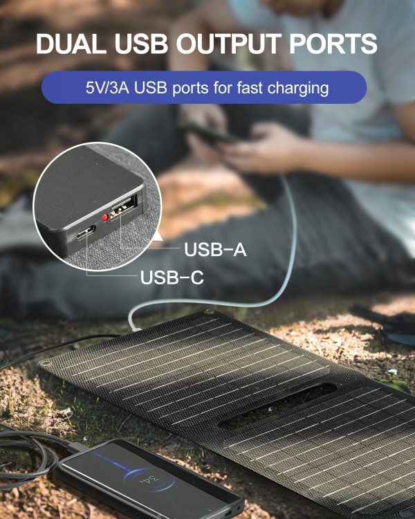 21W Portable Solar Panel, Foldable Solar Panel Charger(5V/3A), IP67 - Image 4