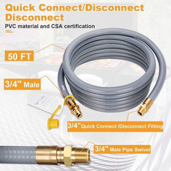 50FT 3/4" ID Natural Gas Hose with Quick Connect 3/4" ID Natural Gas Hose - Image 2