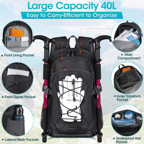 RAINSMORE Hiking Backpack 40L Waterproof Camping Backpack Lightweight - Image 4