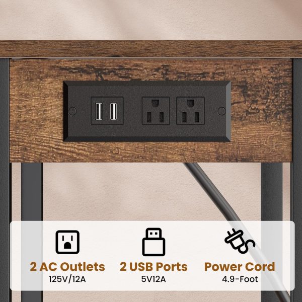 Tall End Table with Charging Station and USB Ports, 3 Tier Narrow Side - Image 5