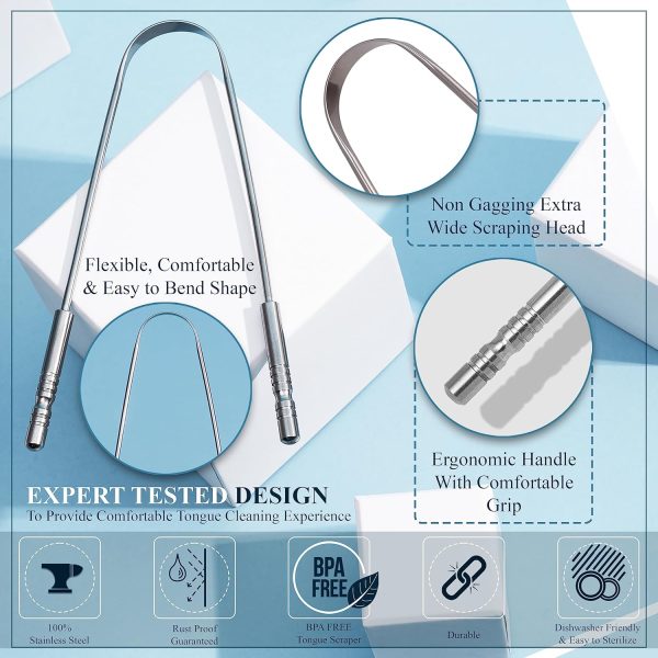 MasterMedi Tongue Scraper with Case Easy to Use Tongue Scraper for Adults, - Image 3
