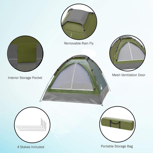 2 Person Camping Tent with Rain Fly and Carrying Bag - Lightweight Outdoor - Image 3