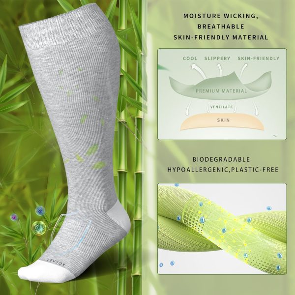 LEVSOX Wide Calf Compression Socks for Women&Men Plus Size 15-20mmHg Knee - Image 2