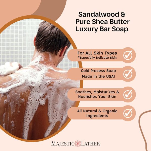Sandalwood Luxury Bar Soap for Face & Body - Skin Soothing, Gentle - Image 4