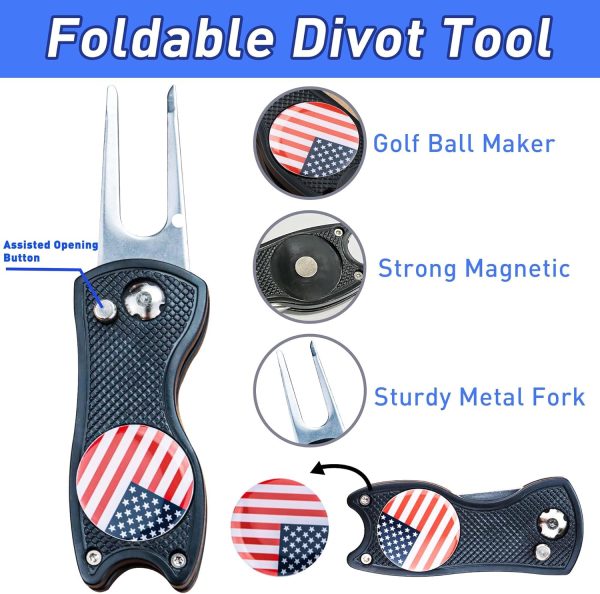 Golf Club Brush and Amercian Flag Golf Towels, Golf Groove Cleaner Cleaning - Image 4