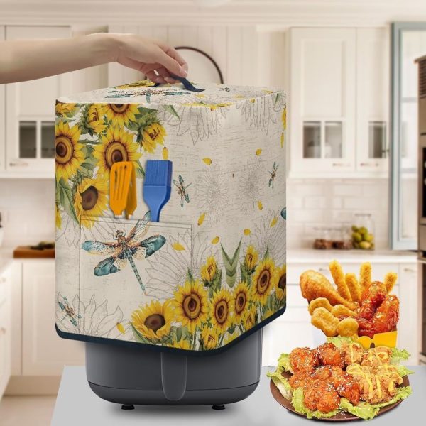 Cozeyat Sunflower Dragonfly Air Fryer Dust Cover Kitchen Cooker Dust - Image 4