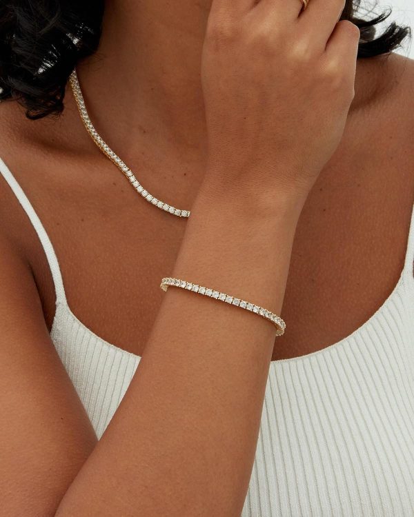 PAVOI 14K Gold Plated 3mm Cubic Zirconia Classic Tennis Bracelet | Gold - Image 2