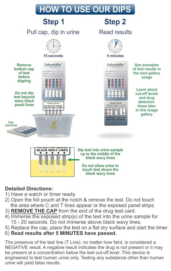 Drug Test Cards - 100 Pack - 5 Panel Dip CLIA Waived Instant Urine Drug - Image 4