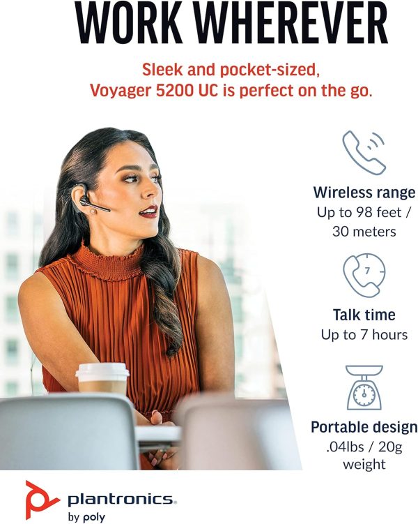 Poly Voyager 5200 UC Wireless Headset & Charging Case (Plantronics) - - Image 4