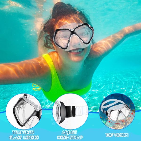 Weewooday 2 Pcs Swimming Goggles with Nose Cover Tempered Glass Diving Mask - Image 5