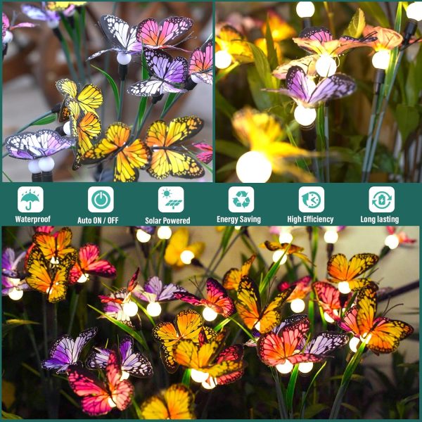TONULAX Solar Garden Lights - Flying Butterfly Light, Solar Outdoor Lights, - Image 3