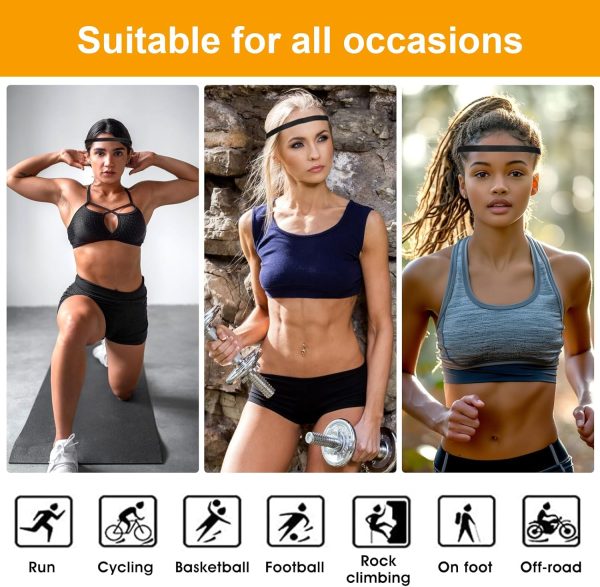 6 Pcs Elastic Sports Headband,Adjustable Athletic Headband Women Men,Thin - Image 2