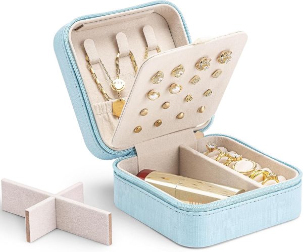Vlando Travel Jewelry Case, Small Travel Jewelry Organizer Box for Girls - Image 8