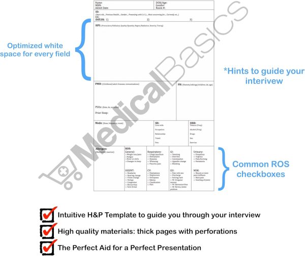 H&P notebook - Medical History and Physical notebook, 100 medical templates - Image 2