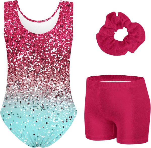 Vogseek Leotards for Girls Gymnastics Unitards Biketards 3 Piece Ballet Set - Image 2