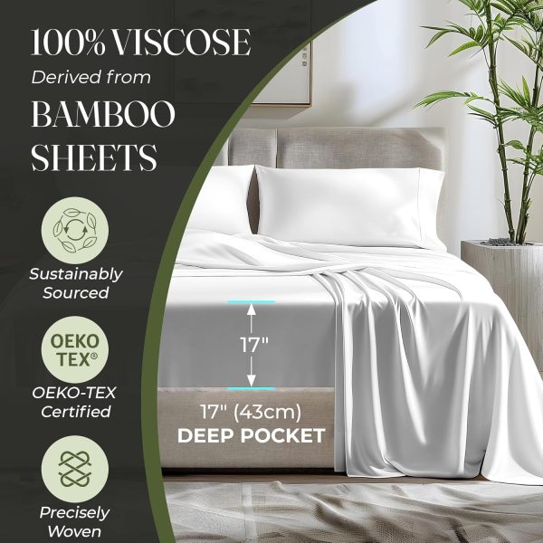 DECOLURE 100% Organic Viscose Derived from Bamboo Sheets Queen Size 6pcs - - Image 4