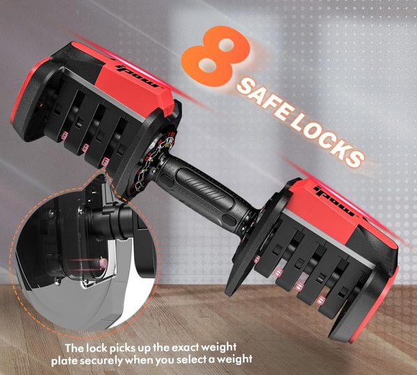 IPOW 3-in-1 Adjustable Dumbbell Set 40lbs with 12 Weight Increment, - Image 5