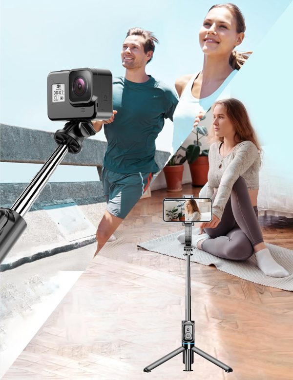 Selfie Stick, 41'' Extendable Phone Tripod Stand with Phone Holder & - Image 8