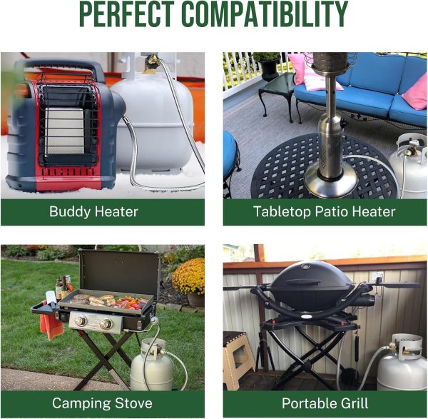 8FT Propane Hose Adapter 1lb to 20lb with Gauge, Propane Tank Adapter Hose - Image 5
