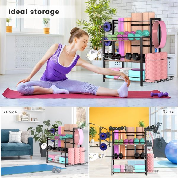 HOYRR Home Gym Storage, 3 Tier Home Gym Storage Rack, Weight Rack for Home - Image 7