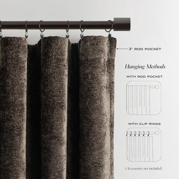 Lush Decor - Curtain, Single Velvet Chenille Window Panel, Luxury Home - Image 7