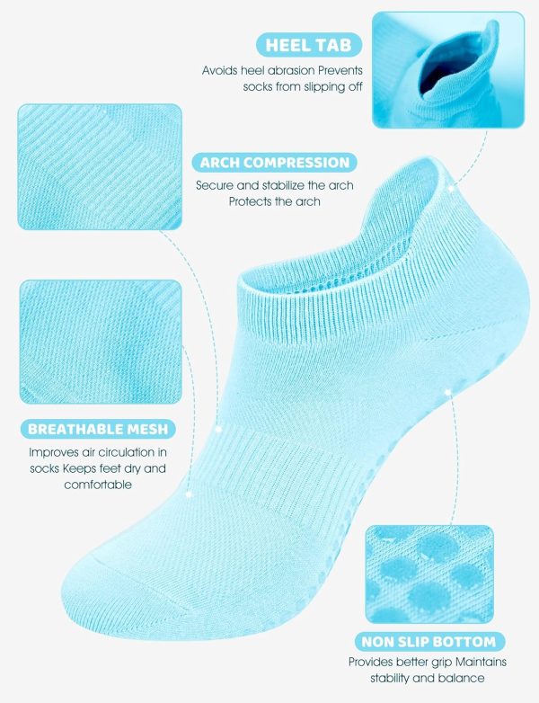 AURUZA Grip Socks for Women Men Pilates Grip Socks Non Slip Yoga Sock with - Image 4