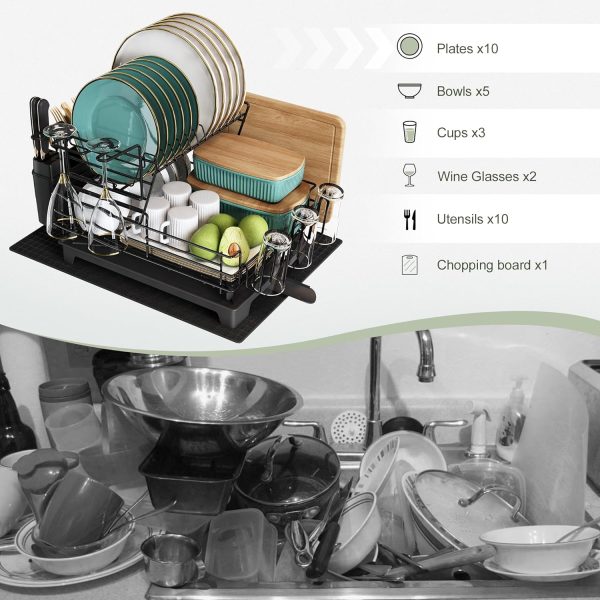 MAJALiS Dish Drying Rack for Kitchen Counter, Stainless Steel Large Dish - Image 2