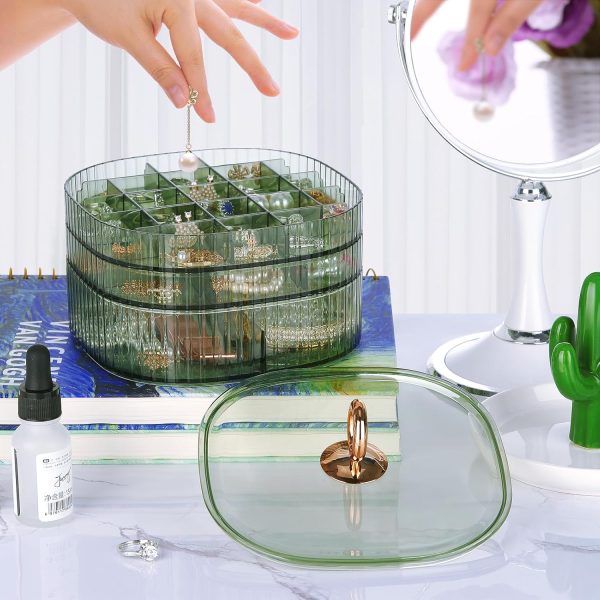 LETURE 3-Layer Acrylic Jewelry Organizer Box for Stud Earrings, Rings, - Image 6