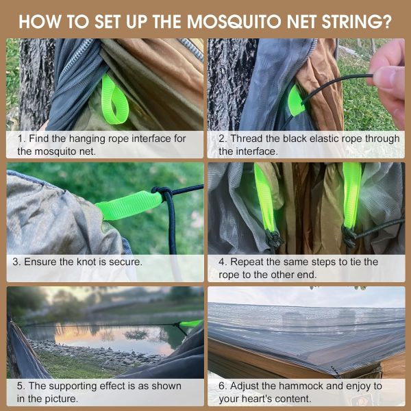 Camping Hammock, Portable Hammocks with Mosquito Net,Lightweight Nylon - Image 5