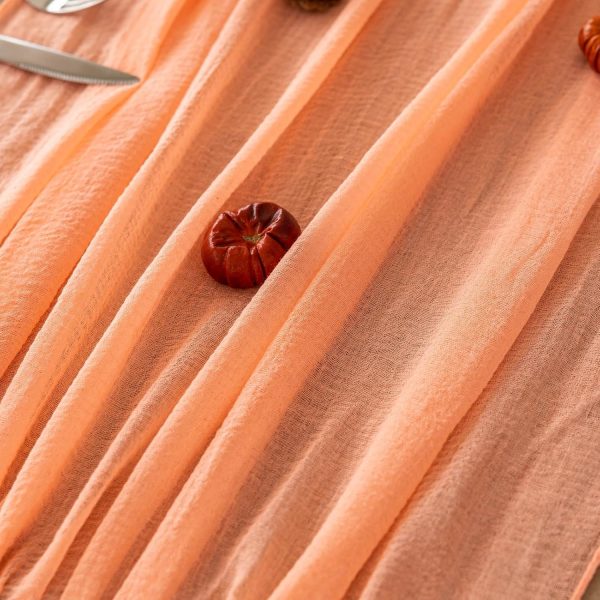 Keketo 6pcs Coral Peach Gauze Rustic Cheesecloth Table Runner 120 Inch 10 - Image 5