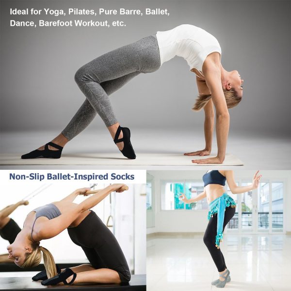 Ozaiic Yoga Socks for Women Non-Slip Grips & Straps, Ideal for Pilates, - Image 3