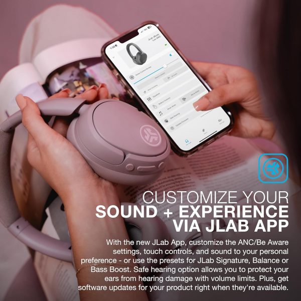JLab JBuds Lux ANC Wireless Headphones, Mauve, Hybrid Active Noise - Image 5