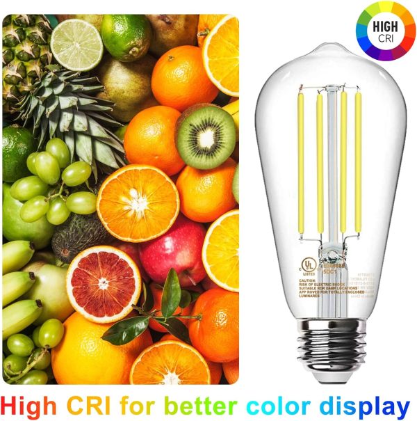 TJOY Edison Light Bulbs 60W Equivalent, Dimmable Vintage LED Light Bulbs, - Image 3