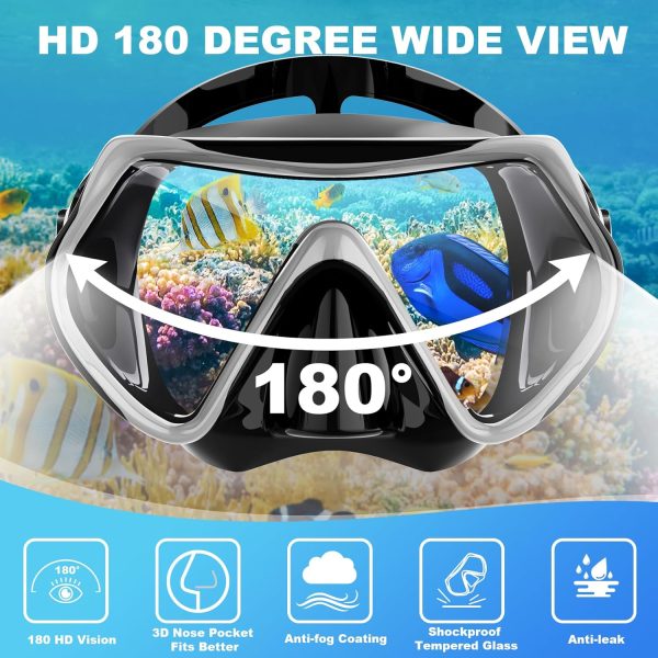 Snorkeling Gear for Adults, Felidel Snorkel Mask Adult Dry Top Snorkel Set - Image 2