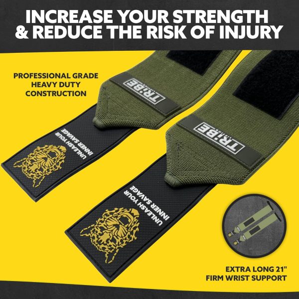 Heavy Duty Wrist Wraps and Lifting Straps - 21" Wrist Wraps for - Image 2
