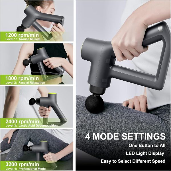 Massage Gun, XFT Percussive Muscle Massager, Handheld Deep Tissue Massage - Image 3