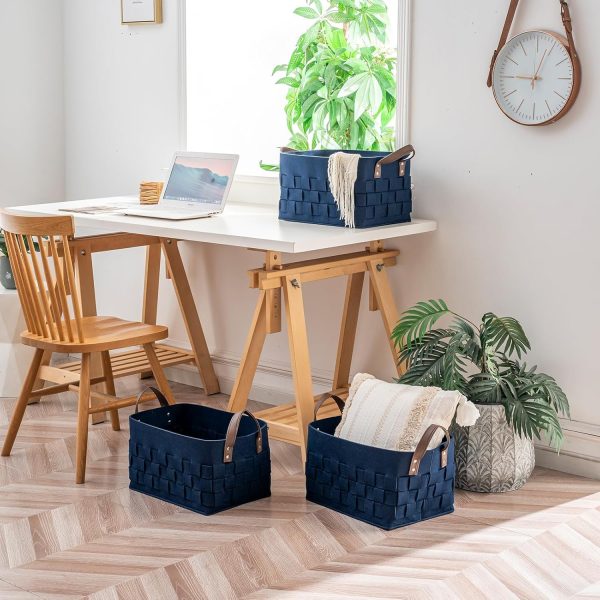 Fabric Storage Bins 3 Pack, Medium 11.8" x7.9" x7 " Rectangular Basket for - Image 7
