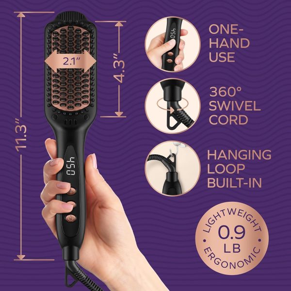 Professional Dual Voltage Hair Straightener Brush, Hair Straightening Brush - Image 6