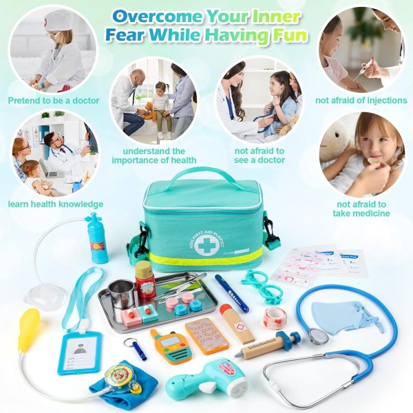 Sundaymot Doctor Kit for Kids, 34 Pcs Pretend Playset for Toddlers, Doctor - Image 3