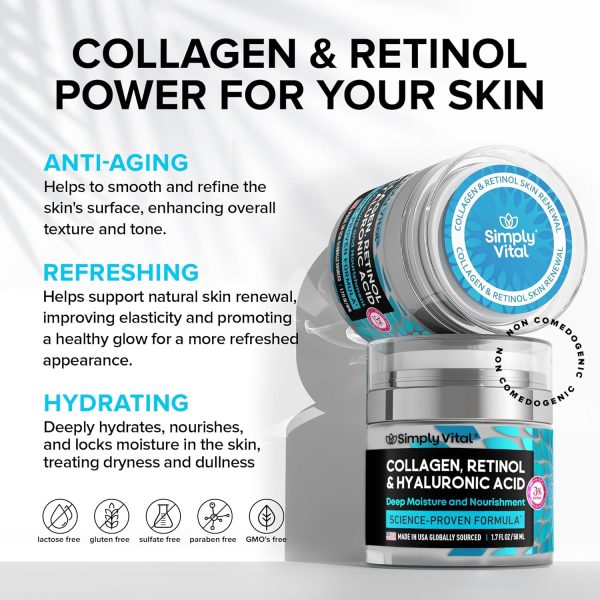 SimplyVital Collagen, Retinol & Hyaluronic Acid Cream - Anti-Aging Face - Image 2